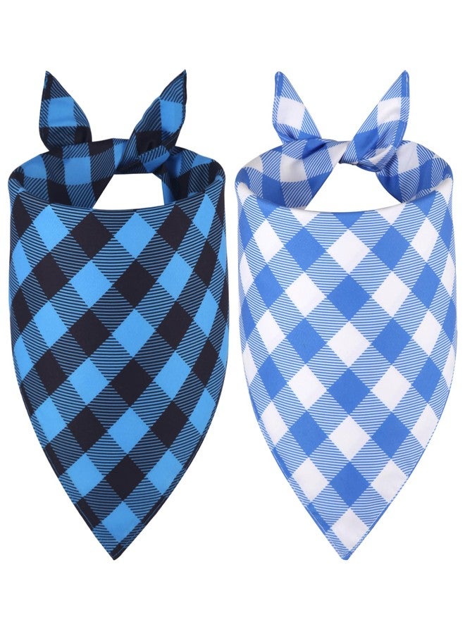 Agroon Dog Bandanas Boy Small 2PCS, Summer Spring Blue Scarf, Durable Triangle Reversible Bibs Handkerchief for Puppy Pet - Image 1