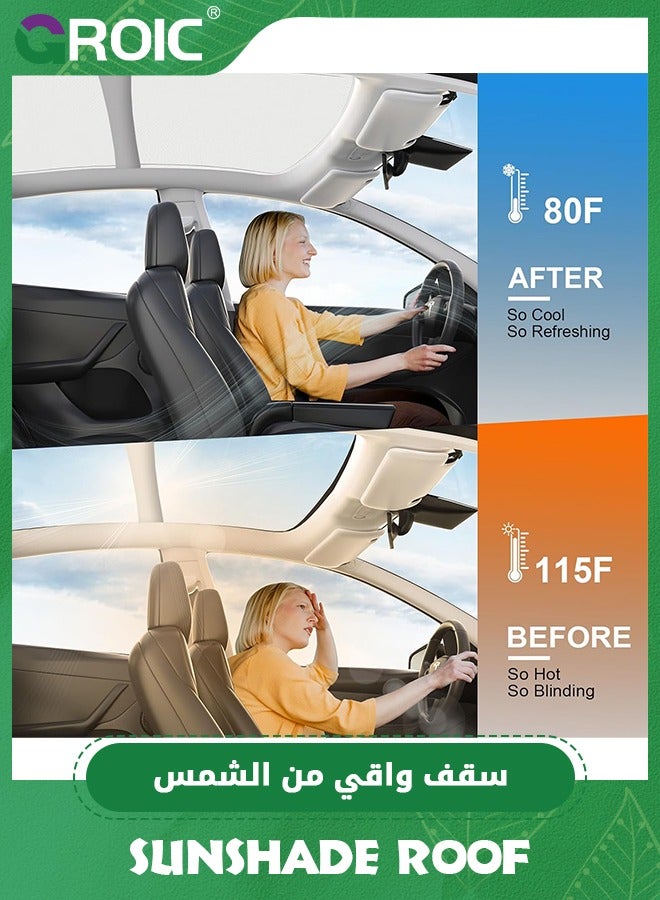 GROIC Newest Tesla Model 3 Highland Sunshade Roof, Blocks 99% UV, No Sag Gap, Premium Sunshade for Model 3 Keep Cooling Light-Tight Foldable Sunshade for Glass Roof, 2024 Tesla Model 3 Highland Accessories - Image 2