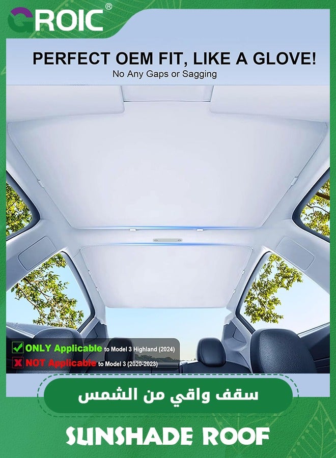 GROIC Newest Tesla Model 3 Highland Sunshade Roof, Blocks 99% UV, No Sag Gap, Premium Sunshade for Model 3 Keep Cooling Light-Tight Foldable Sunshade for Glass Roof, 2024 Tesla Model 3 Highland Accessories - Image 3
