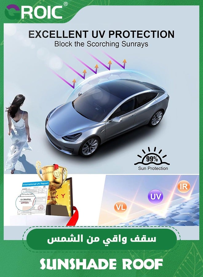 GROIC Newest Tesla Model 3 Highland Sunshade Roof, Blocks 99% UV, No Sag Gap, Premium Sunshade for Model 3 Keep Cooling Light-Tight Foldable Sunshade for Glass Roof, 2024 Tesla Model 3 Highland Accessories - Image 5