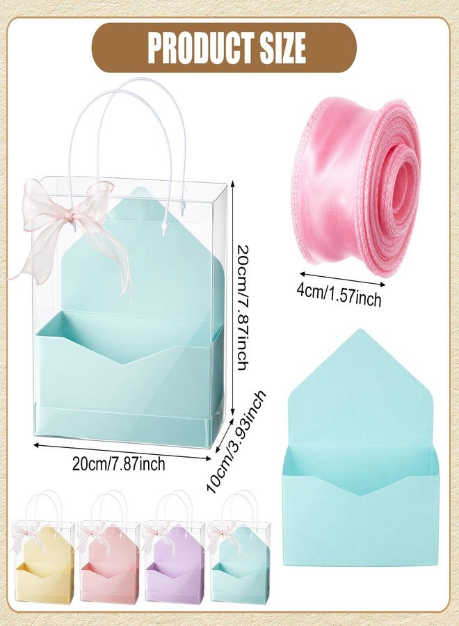 Resurhang 16 Set Flower Gift Boxes for Arrangement Mother's Day Flower Bags with Envelope Gift Boxes Clear plastic Bags with Handle Ribbon for Mom Wedding Bridal Shower Anniversary Floral Arrangement - Image 2