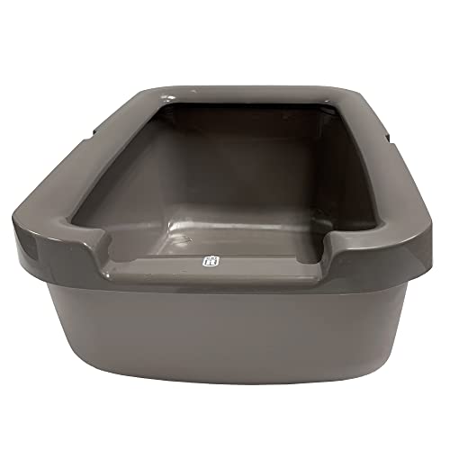 Catit Cat Litter Pan with Shield Rim – Large Open Litter Box With High Sides & Raised Back – Easy Clean, Mess-Free Design – Fits All Cat Litter Types – Gray, 22.2” x 16.3” x 11.3” - Image 5