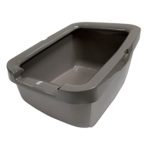 Catit Cat Litter Pan with Shield Rim – Large Open Litter Box With High Sides & Raised Back – Easy Clean, Mess-Free Design – Fits All Cat Litter Types – Gray, 22.2” x 16.3” x 11.3” - Image 3