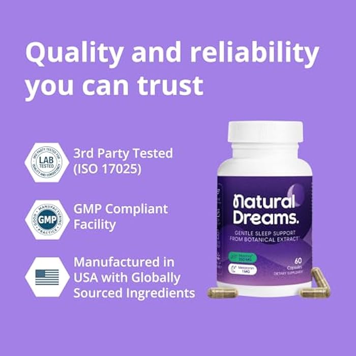 Univera 1mg Melatonin, Natural Dreams, Botanical & Herbal Ingredients, Support Sleep Quality, Refresh Morning, 250mg Maizinol, Sleep Aid (60 Capsules, 30 Day Supply) - Image 2