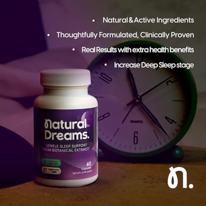 Univera 1mg Melatonin, Natural Dreams, Botanical & Herbal Ingredients, Support Sleep Quality, Refresh Morning, 250mg Maizinol, Sleep Aid (60 Capsules, 30 Day Supply) - Image 3
