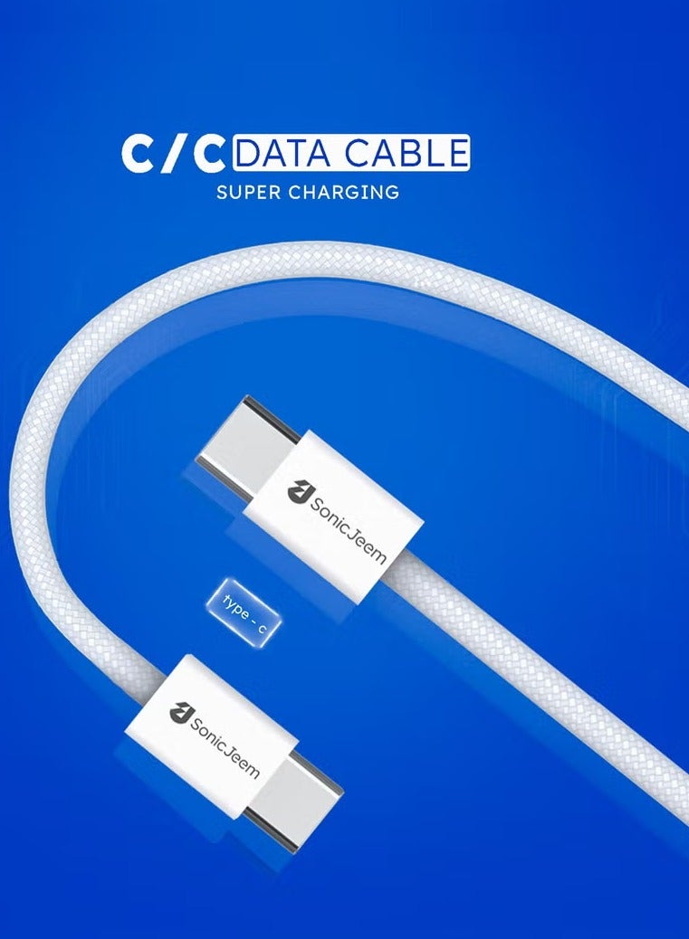 SONIC JEEM AE-Sonic Game Fast Charging 100W TYPE-C to TYPE-C Charging Cable, Supports Data Transfer, Length 1 Meter, White - Image 4