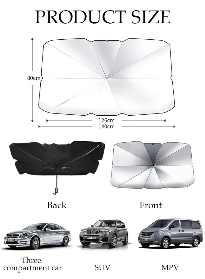 DUNISO Foldable Car Windshield Sunshade Umbrella Protect Car from UV Rays and Heat Keeps Cars Cool Sunshade Cover for Car Front Window  - Image 2