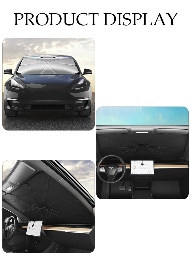 DUNISO Foldable Car Windshield Sunshade Umbrella Protect Car from UV Rays and Heat Keeps Cars Cool Sunshade Cover for Car Front Window  - Image 4