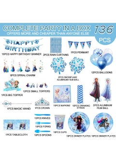 FRUITFUL PARTY Frozen Birthday Party Decorations for 10 Guests, 145pcs Frozen Disposable tableware Set  - Image 2