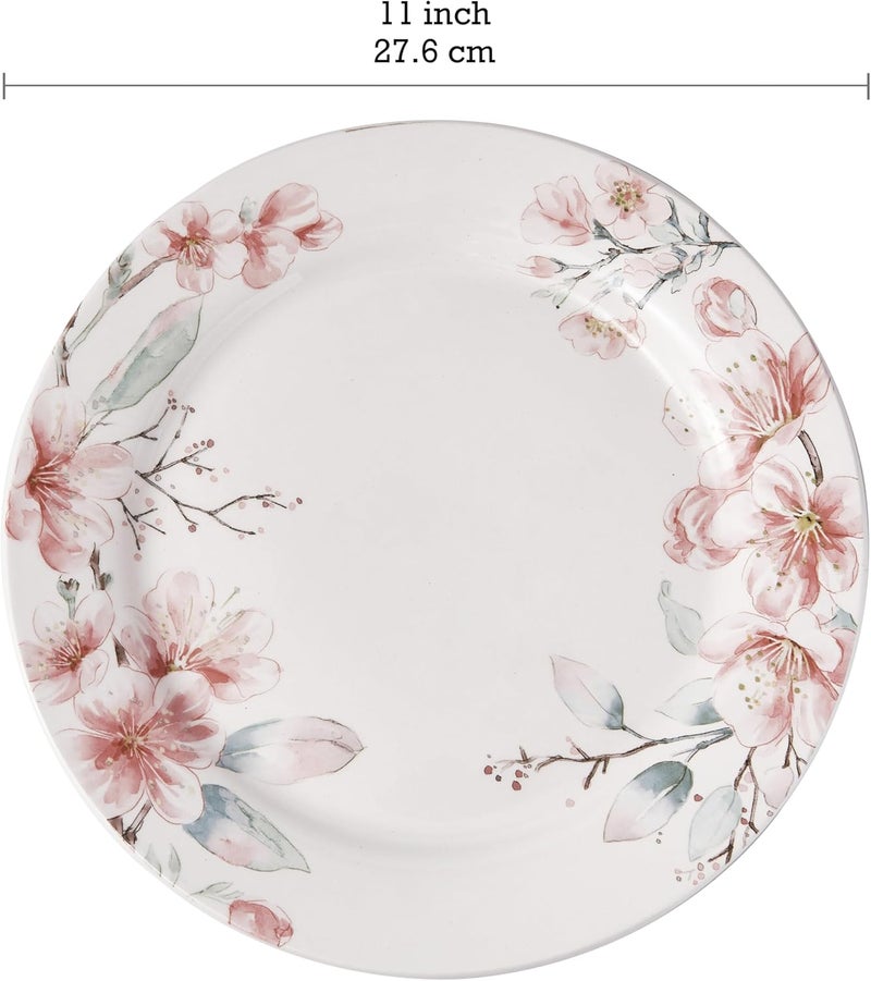 Bico Spring Sakura Dinner Plates Set of 4 11 Inch Large Ceramic Plates for Pasta Steak Stylish Serving Dishes Microwave and Dishwasher Safe Gift for Housewarming and Thanksgiving - Image 2