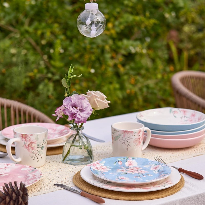 Bico Spring Sakura Dinner Plates Set of 4 11 Inch Large Ceramic Plates for Pasta Steak Stylish Serving Dishes Microwave and Dishwasher Safe Gift for Housewarming and Thanksgiving - Image 5