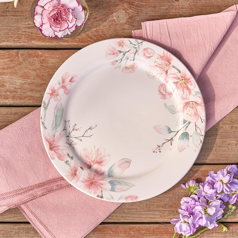 Bico Spring Sakura Dinner Plates Set of 4 11 Inch Large Ceramic Plates for Pasta Steak Stylish Serving Dishes Microwave and Dishwasher Safe Gift for Housewarming and Thanksgiving - Image 3