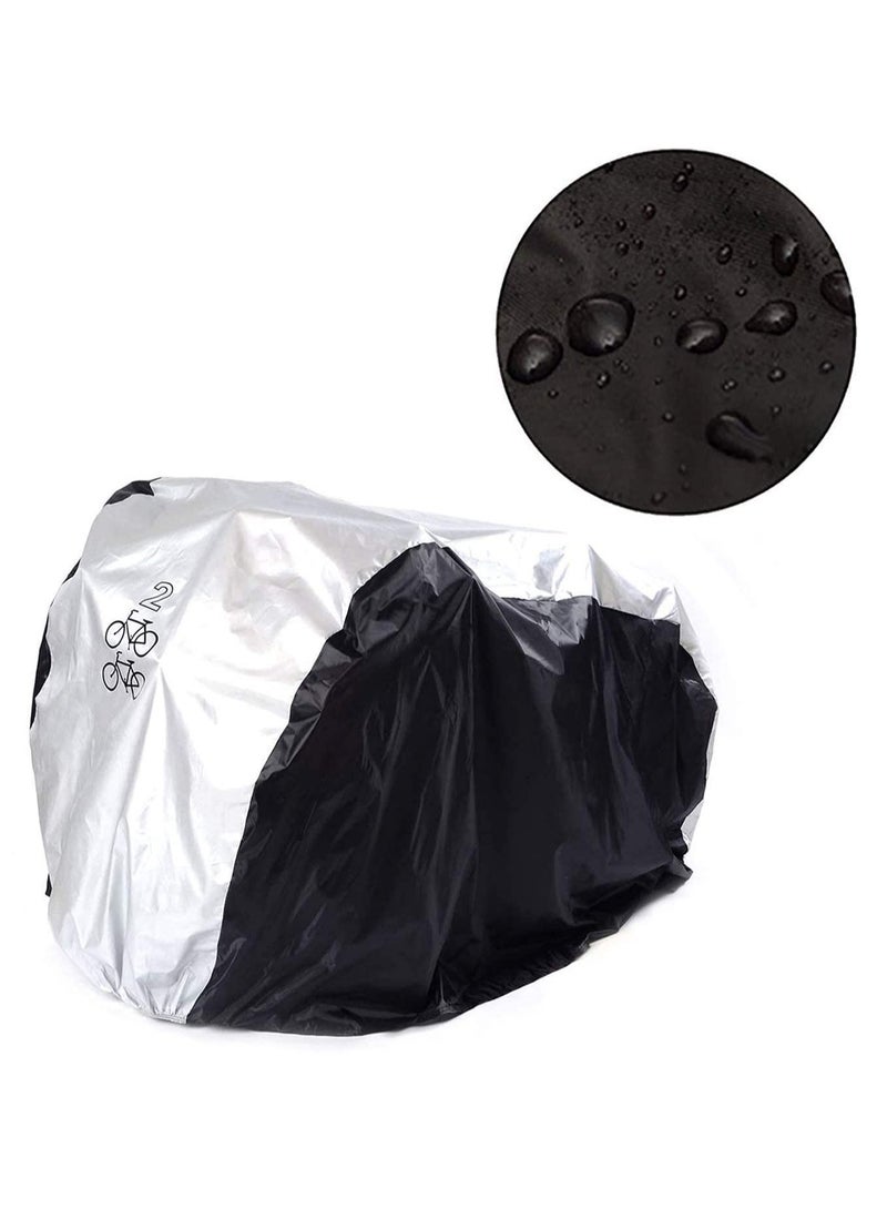 غطاء الدراجة لدراجتي دراجة وغطاء للمطر للدراجة وغطاء للمطر مقاوم للماء لجميع الأحوال الجوية ومقاوم للغبار والحماية من الأشعة فوق البنفسجية مثالي لدراجة جبلية على الطريق - Image 2