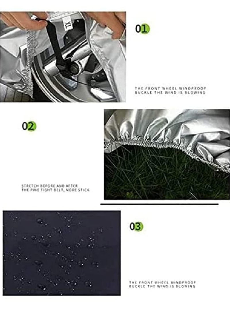 غطاء الدراجة لدراجتي دراجة وغطاء للمطر للدراجة وغطاء للمطر مقاوم للماء لجميع الأحوال الجوية ومقاوم للغبار والحماية من الأشعة فوق البنفسجية مثالي لدراجة جبلية على الطريق - Image 5