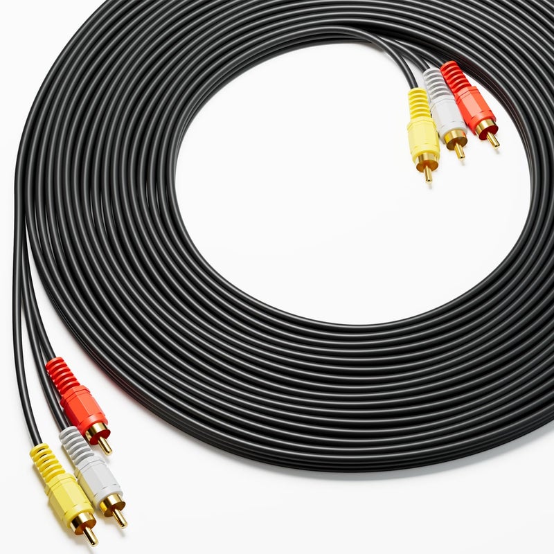 Eanetf RCA Cables, 3RCA Cable Audio Video 24K Gold Plated Connecting Audio Video Components AV Male to Male Cable for Home Theater amp, Stereo Systems (10ft-1pcs) - Image 1