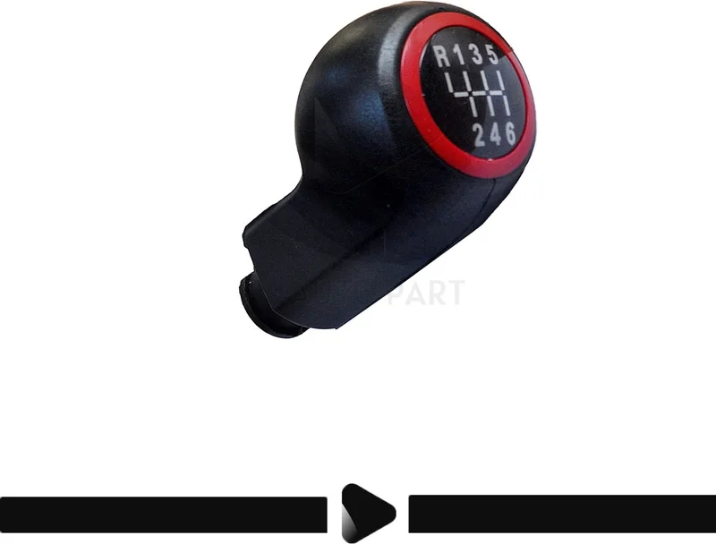 DNC Auto Part 6 Speed ​​Gear Shift Knob for Opel Astra H, Corsa D - Red