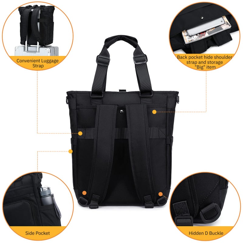 mygreen Anti Theft Travel Backpack Purse Convertible Tote Bag Crossbody Casual Backpack for 15.6" Laptop, Unisex Laptop Tote Shoulder Bag with Multiple Pockets for Work Travel Gym Blue - Image 4