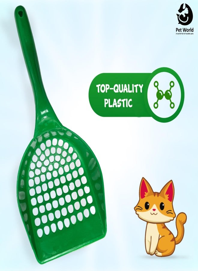 PET World Cat Litter Scooper| Large Scoop Size | Easy and Convenient to Use | for Quick & Hygienic Waste Removal | Effortless Clean-Up| Highly Durable Cat Poop Scooper | Green| - Image 2