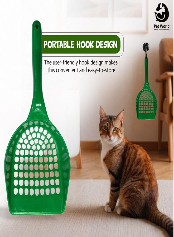 PET World Cat Litter Scooper| Large Scoop Size | Easy and Convenient to Use | for Quick & Hygienic Waste Removal | Effortless Clean-Up| Highly Durable Cat Poop Scooper | Green| - Image 3