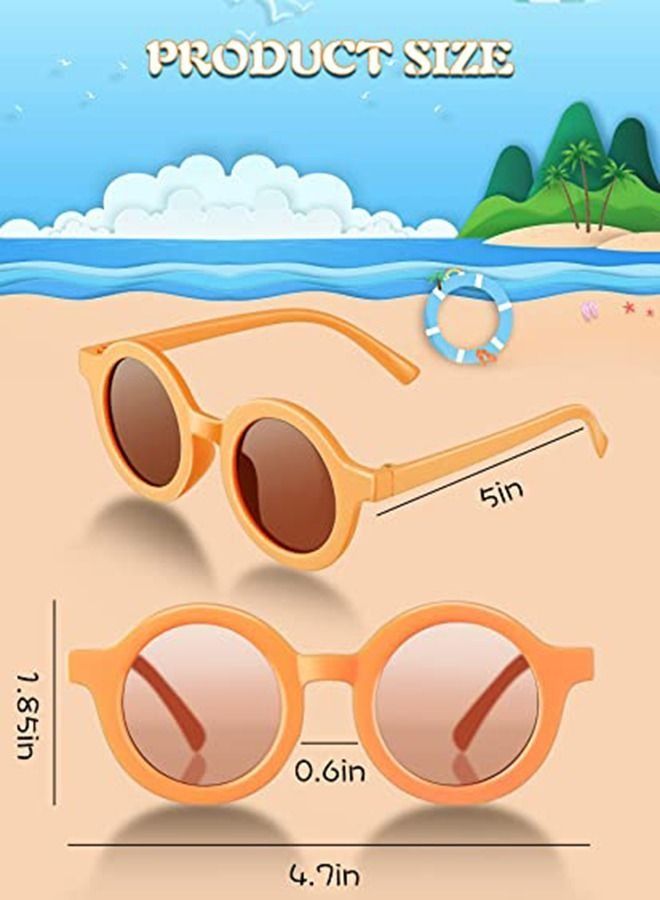 Kids Sunglasses, Retro Cute Round Sunglasses for Kids Girls Boys Sunnies UV400 Protection Sun Glasses, Flexible Frame for Girls Boys Age 2-10 Morandi Sunglasses Fashion Beach Holiday (Orange+Yellow) - Image 5