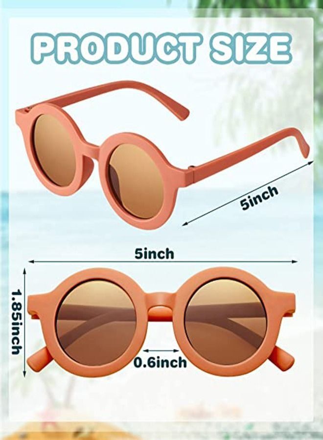 Kids Sunglasses, Retro Cute Round Sunglasses for Kids Girls Boys Sunnies UV400 Protection Sun Glasses, Flexible Frame for Girls Boys Age 2-10 Morandi Sunglasses Fashion Beach Holiday (Orange+Yellow) - Image 4