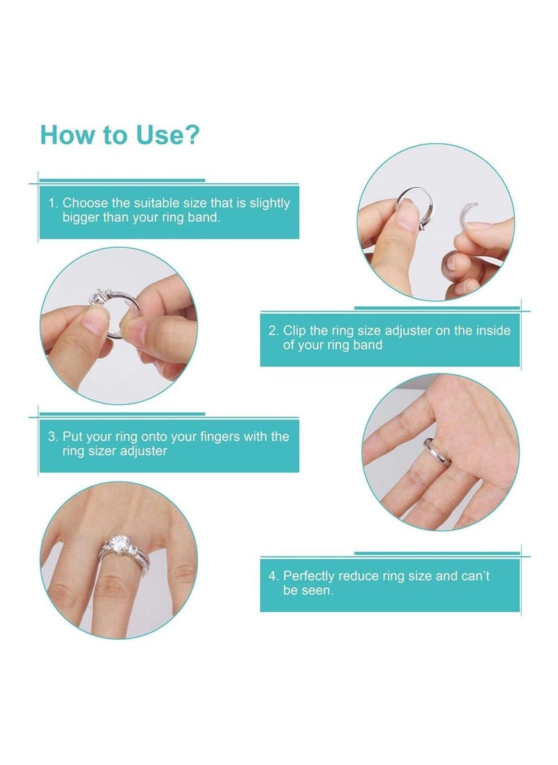 KASTWAVE - Ring Size Adjuster 8 Pcs Invisible Ring Size Adjuster for Loose Rings with 8 Sizes Ring Adjuster Fit Any Rings Guard Spacer Ring Size Reducer Spacer Ring Guard With Wiping Cloth - Image 1