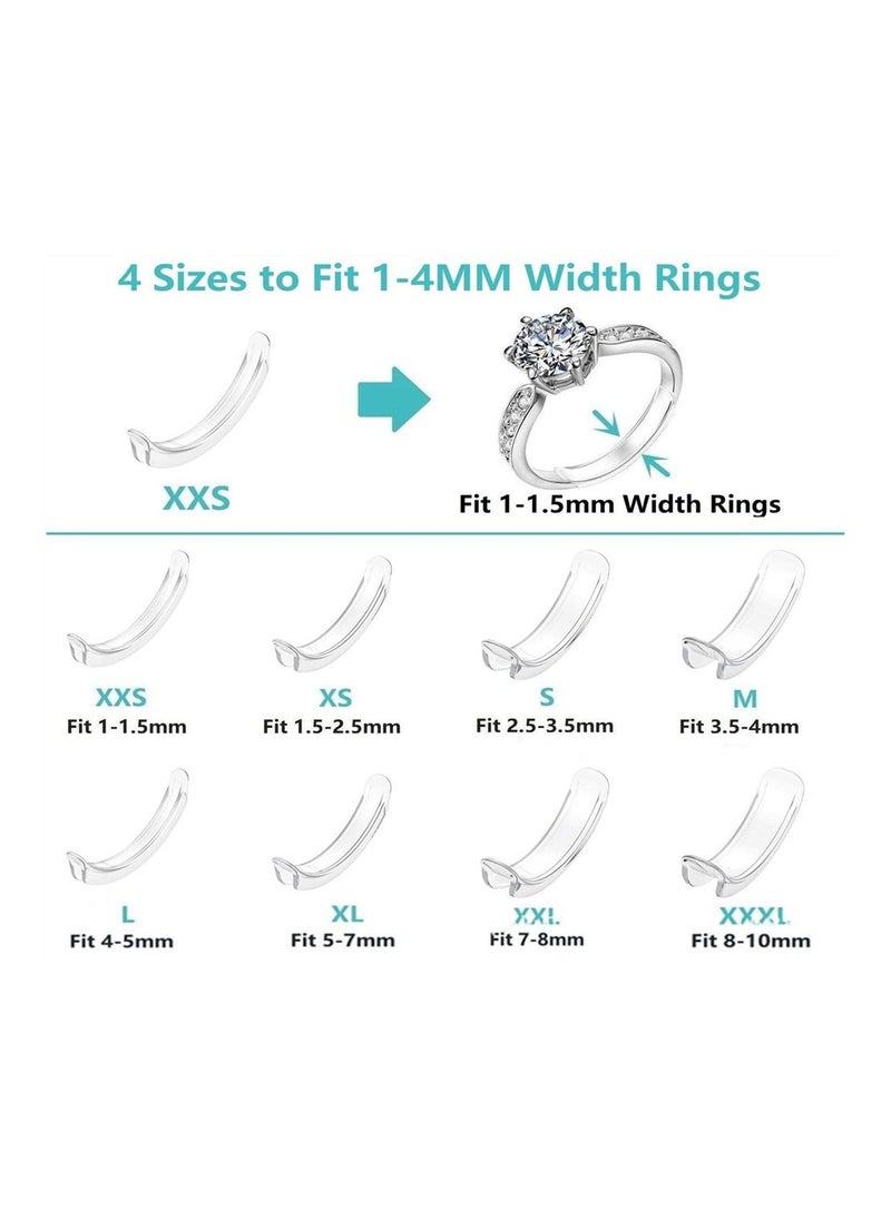 KASTWAVE - Ring Size Adjuster 8 Pcs Invisible Ring Size Adjuster for Loose Rings with 8 Sizes Ring Adjuster Fit Any Rings Guard Spacer Ring Size Reducer Spacer Ring Guard With Wiping Cloth - Image 1