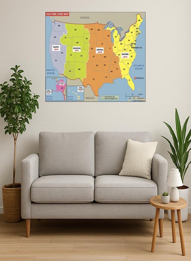 MapSherpa USA Time Zone Map - Compact - 24 x 16 inch Poster - Front Lamination - Image 2