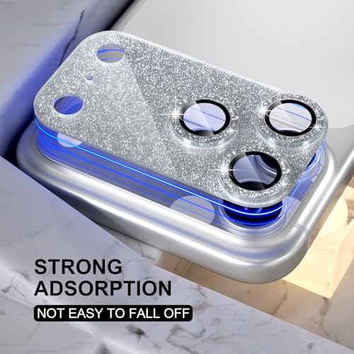Choiche Compatible for iPhone 17 Pro Max Camera Lens Protector, Bling Camera Cover with 9H Tempered Glass Lens Screen Protector Metal Ring Decoration Accessories 6.9-inch (Glitter-Silver) - Image 5