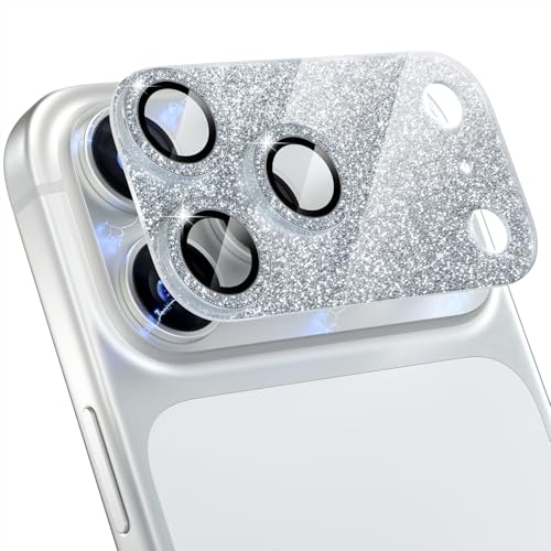 Choiche Compatible for iPhone 17 Pro Max Camera Lens Protector, Bling Camera Cover with 9H Tempered Glass Lens Screen Protector Metal Ring Decoration Accessories 6.9-inch (Glitter-Silver) - Image 1