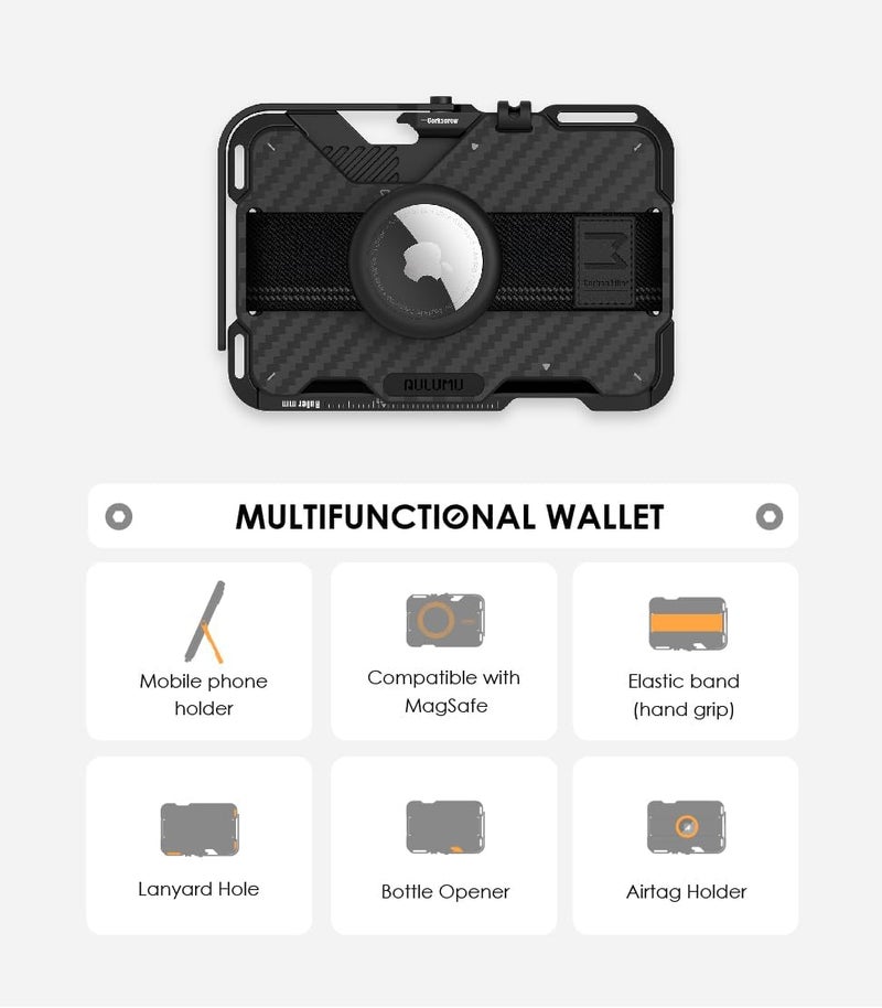 Aulumu G03 Carbon Fiber Card Wallet - Multi-Function MagSafe Compatible with Phone Stand, Grip, and Bottle Opener - Image 2