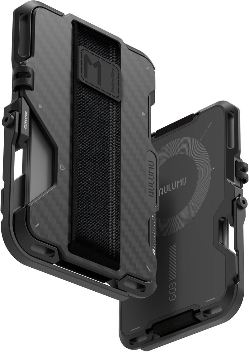 Aulumu G03 Carbon Fiber Card Wallet - Multi-Function MagSafe Compatible with Phone Stand, Grip, and Bottle Opener - Image 1