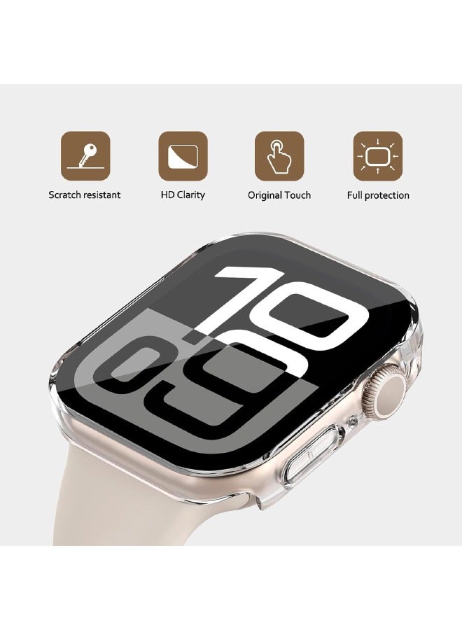 متوافق مع حافظة Apple Watch Series 10 مقاس 42 مم صلبة مع واقي شاشة من الزجاج المقوى، غطاء حافظة مقاوم للماء بتصميم فريد من نوعه من البولي كربونات، ملحقات تغطية كاملة لساعة iWatch 10 مقاس 42 مم، شفاف - Image 2