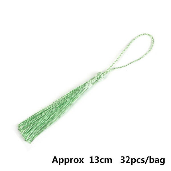 Polyester silk tassel hanging ring small tassel high-grade ice silk tassel pendant earrings accessories diy jewelry accessories Light fruit green 32/bag