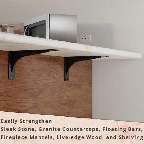 Starby Gladiator Series Solid Heavy Duty Welded 500 Lb Low Profile Granite Countertop Support Shelf Brackets Floating Shelf Discrete Slim 500 LB Capacity (2 Pack) (7" x 13" x 2.5") - Image 5