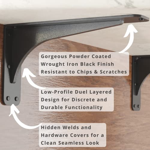 Starby Gladiator Series Solid Heavy Duty Welded 500 Lb Low Profile Granite Countertop Support Shelf Brackets Floating Shelf Discrete Slim 500 LB Capacity (2 Pack) (7" x 13" x 2.5") - Image 4