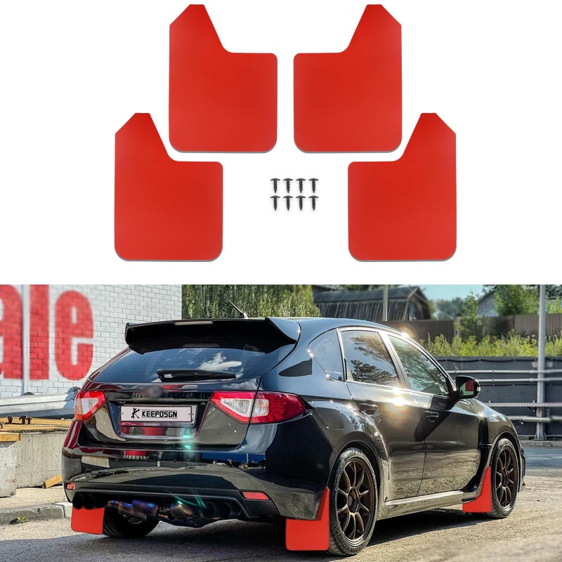 KEEPDSGN Car Mud Flaps 4PCS Universal Fit Red Splash Guards Flexible and Bendable Mudguard Fender Flare Cuttable Mudflap Car Accessories Compatible with Pickup SUV Trucks - Image 1