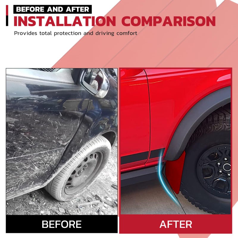 KEEPDSGN Car Mud Flaps 4PCS Universal Fit Red Splash Guards Flexible and Bendable Mudguard Fender Flare Cuttable Mudflap Car Accessories Compatible with Pickup SUV Trucks - Image 4