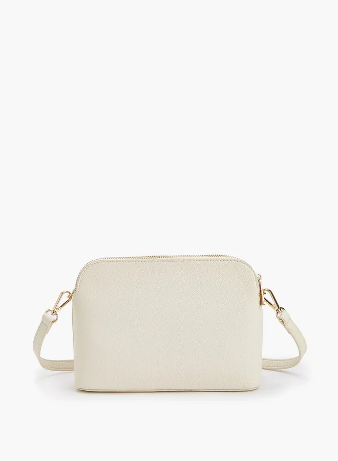 Flora Bella By Shoexpress Quilted Crossbody Bag with Detachable Strap and Zip Closure