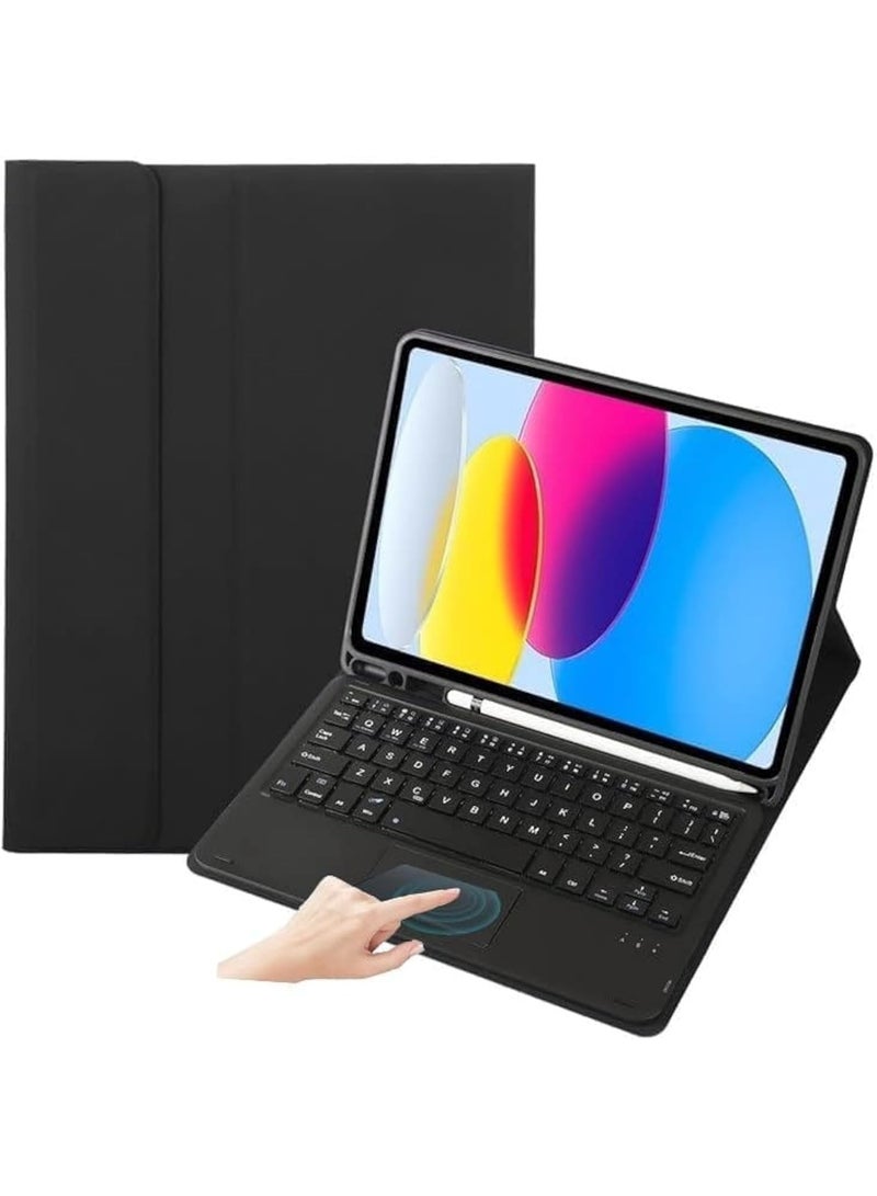 Muzz iPad 10 Keyboard Case 10.9 2022 Slim Smart Keyboard Case for iPad 10th Gen 2022 Detachable Wireless Keyboard Pencil Holder Black With Mouse Pad Black - Image 1