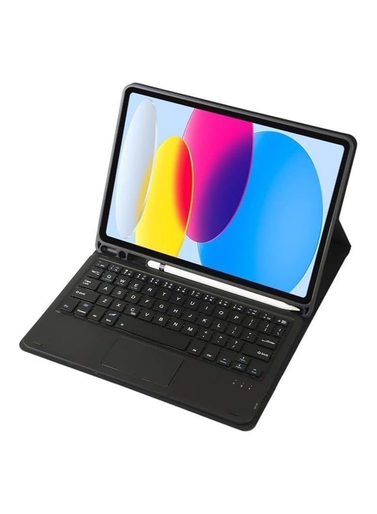 Muzz iPad 10 Keyboard Case 10.9 2022 Slim Smart Keyboard Case for iPad 10th Gen 2022 Detachable Wireless Keyboard Pencil Holder Black With Mouse Pad Black - Image 2