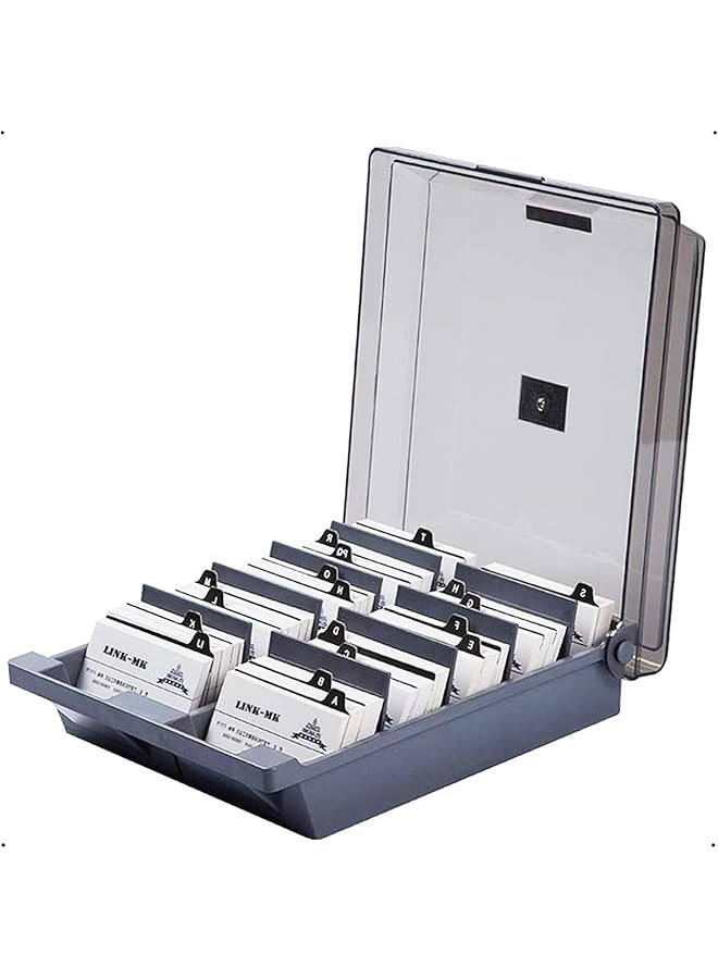 X spring Business Card Storage Box 1000 Capacity Business Card Holder With Dividers Name Card Storage Box Desktop Card Organizer Card Box Business Card Holders Box Storage For 1000 Cards Storage - Image 1