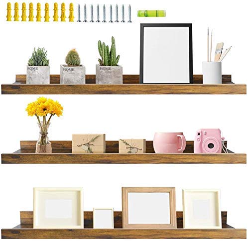ODEJIA 36 Inch Floating Wall Shelves Set of 3 Rustic Picture Ledge Shelf Decor for Bedroom Bathroom Living Room Kitchen - Image 1