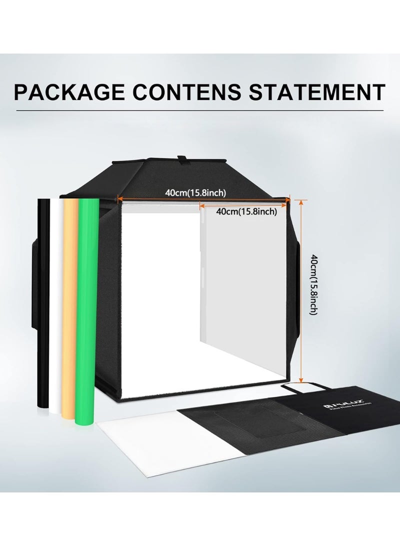 WALALLA Portable Light Box Photography, Professional 16'' Photo Studio Light Box, Large Dimmable Photo Booth, Shooting Tent, Soft Box with 4 Color Backdrops, 480 PCS LED Lights for Big Product Photography - Image 2
