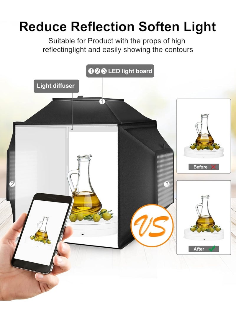 WALALLA Portable Light Box Photography, Professional 16'' Photo Studio Light Box, Large Dimmable Photo Booth, Shooting Tent, Soft Box with 4 Color Backdrops, 480 PCS LED Lights for Big Product Photography - Image 3