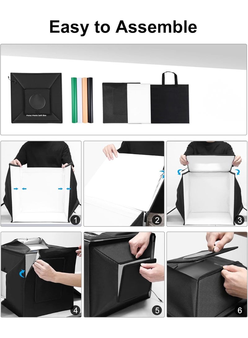 WALALLA Portable Light Box Photography, Professional 16'' Photo Studio Light Box, Large Dimmable Photo Booth, Shooting Tent, Soft Box with 4 Color Backdrops, 480 PCS LED Lights for Big Product Photography - Image 4