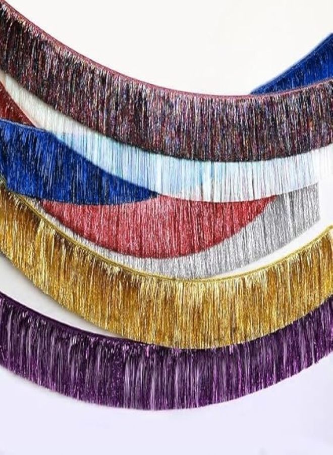 10 yards of 6 inches wide with gold lamé metallic fringes, gold lamé ornaments for Latin dance costume, clothing accessories for dance costume with shiny tassels /dark blue - Image 5