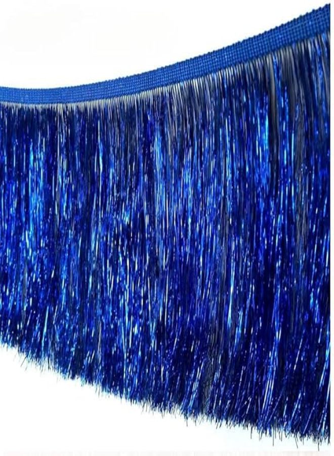 10 yards of 6 inches wide with gold lamé metallic fringes, gold lamé ornaments for Latin dance costume, clothing accessories for dance costume with shiny tassels /dark blue - Image 2