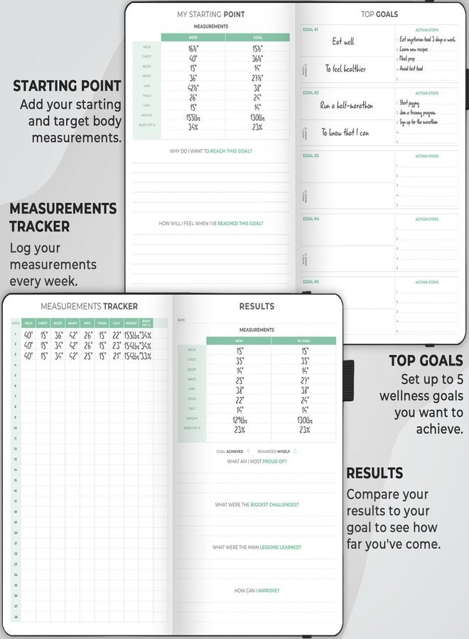 Clever Fox CF Fitness and Food Journal Premium (Black, A5 (5.8'' x 8.3'')) - Image 3