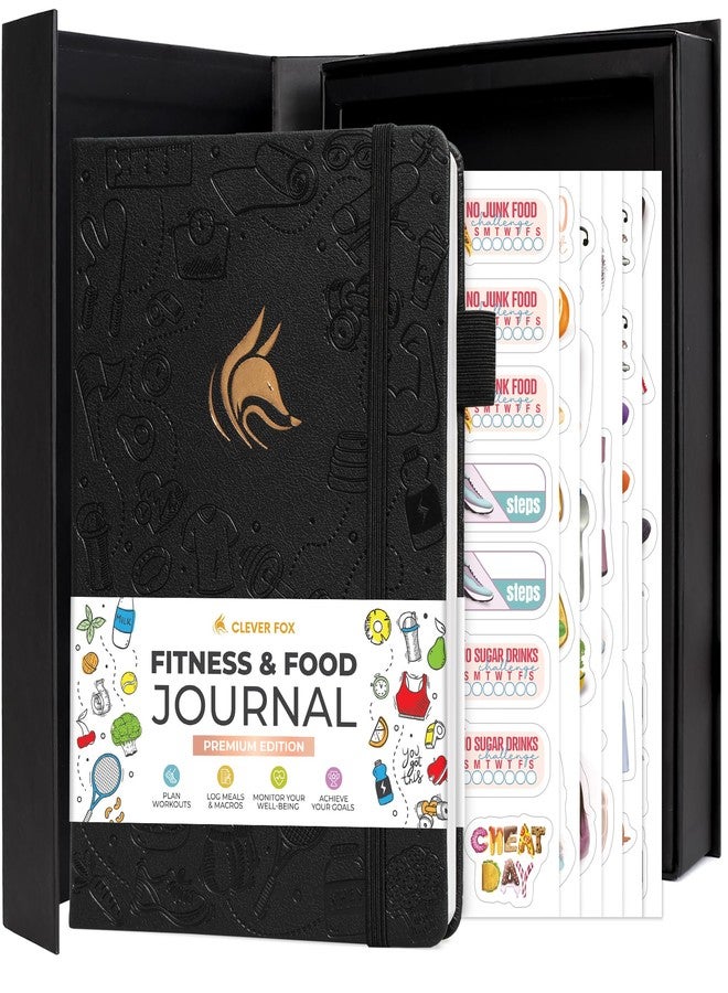 Clever Fox CF Fitness and Food Journal Premium (Black, A5 (5.8'' x 8.3'')) - Image 1